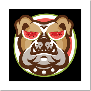 'Bulldog Watermelon' Funny Watermelon Dog Lover Posters and Art